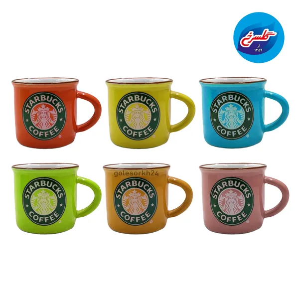 قهوه خوری سرامیک 6 رنگ استارباکس بسته 6 عددی